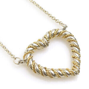 Tiffany Co Twisted Heart Necklace Sterling Silver Gold